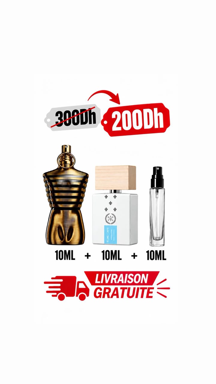 Livraison Gratuite -Bianco latte+ Le Male Elixir+10Ml Gratuite